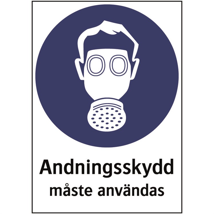 Påbudsskylt: Andningsskydd måste användas