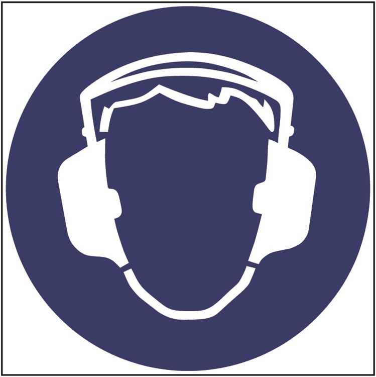 Påbudsskylt: Hörselskydd måste användas