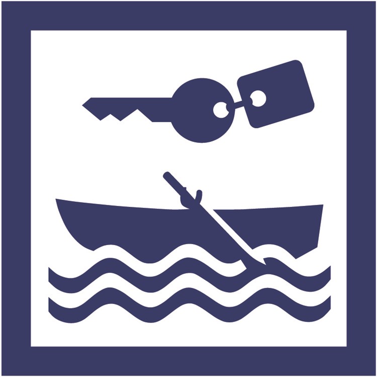 Skylt: Uthyrning, roddbåt