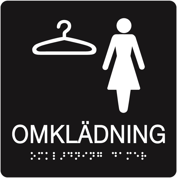 Taktil skylt: Omklädning dam