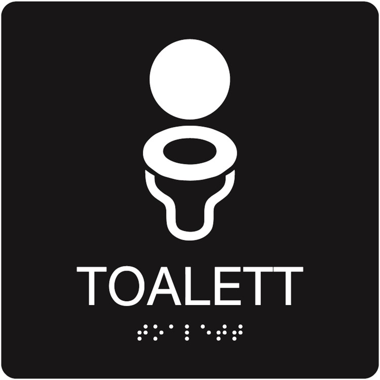 Taktil skylt: Toalett
