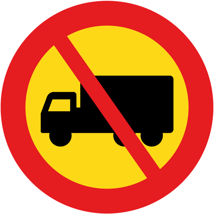 trafikmärke mot trafik med tung lastbil