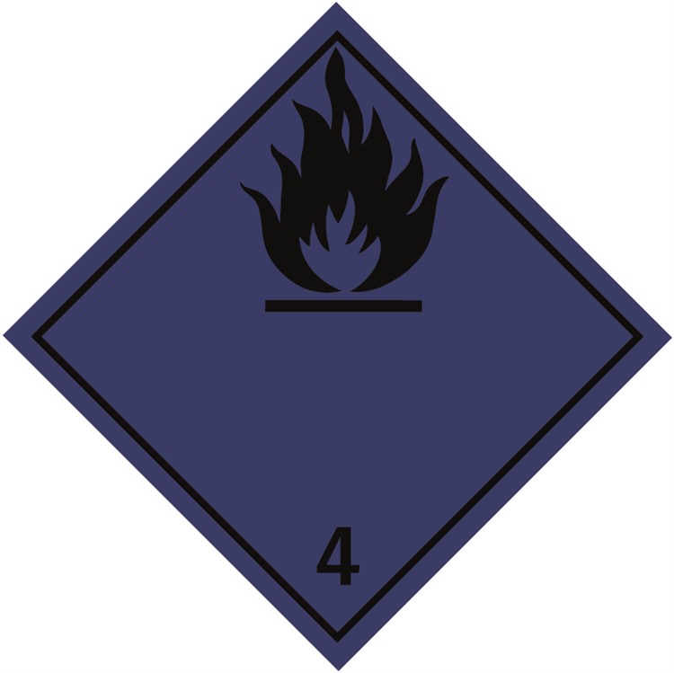 Varningsetikett: Utvecklar brandfarlig gas vid kontakt med vatten